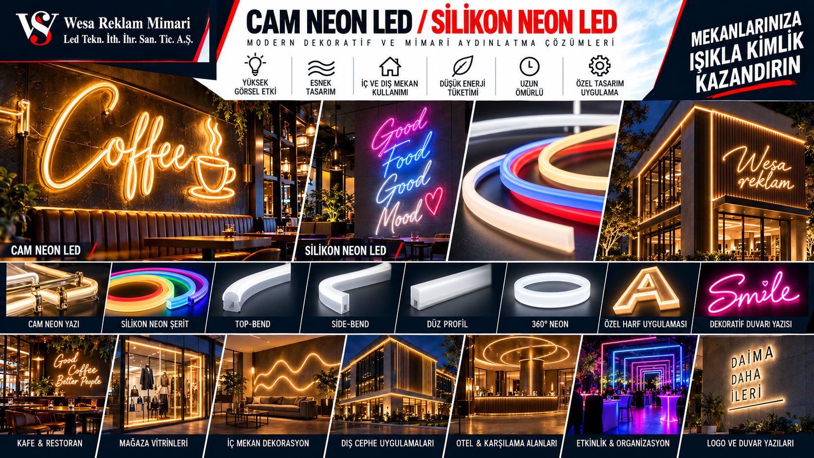 Cam ve Silikon Neon Led